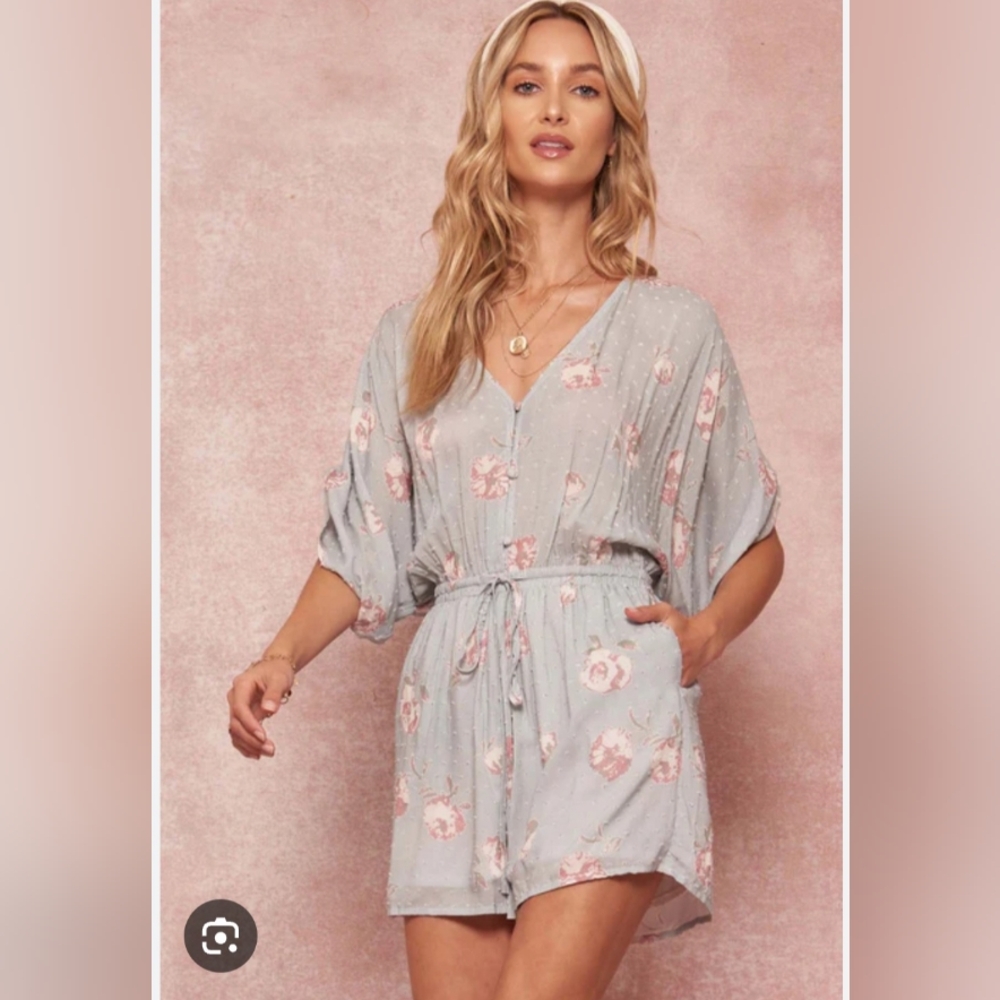 blue flowers romper